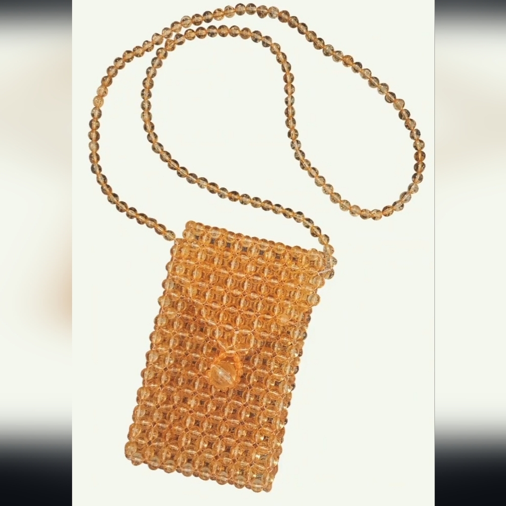 Elegant Beaded Orange Crossbody Bag